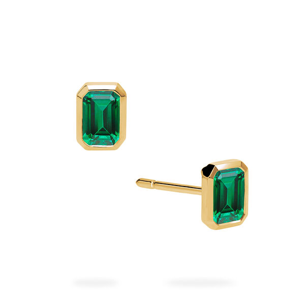 Yellow Gold Emerald Stud Earrings